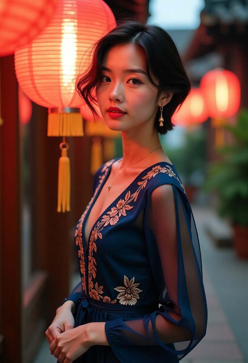 夜雨中的连廊